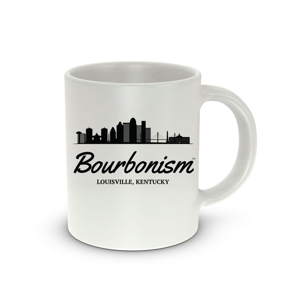 Bourbonism® and Louisville Kentucky Skyline in Black on White image